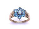 9ct Yellow Gold Blue Topaz Cluster Ring