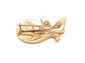 9ct Yellow Gold CZ Cat Brooch