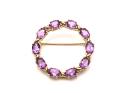 9ct Yellow Gold Amethyst Circle Brooch