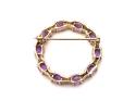 9ct Yellow Gold Amethyst Circle Brooch