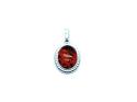 Silver Oval Fancy Amber Pendant