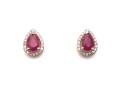 9ct Pear Shaped Ruby & Diamond Cluster Earrings