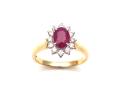 18ct Yellow Gold Ruby & Diamond Cluster Ring0.35ct
