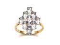 9ct Yellow Gold Aquamarine & Diamond Cluster Ring