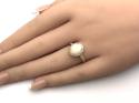 18ct Yellow Gold Opal & Diamond Cluster Ring
