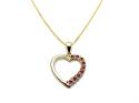 9ct Yellow Gold Ruby Heart Pendant & Chain