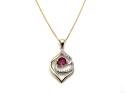 9ct Yellow Gold Ruby & Diamond Pendant & Chain