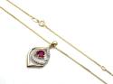 9ct Yellow Gold Ruby & Diamond Pendant & Chain