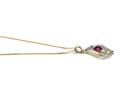 9ct Yellow Gold Ruby & Diamond Pendant & Chain