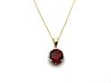 9ct Garnet & Diamond Cluster Pendant & Chain