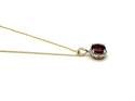 9ct Garnet & Diamond Cluster Pendant & Chain