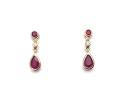 9ct Yellow Gold Ruby & Diamond Drop Stud Earrings