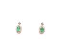 9ct Emerald & Diamond Drop Stud Earrings 0.20ct