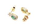9ct Emerald & Diamond Drop Stud Earrings 0.20ct