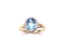9ct Yellow Gold Blue Topaz & Diamond Cluster Ring