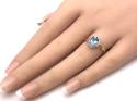 9ct Yellow Gold Blue Topaz & Diamond Cluster Ring