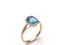 9ct Yellow Gold Blue Topaz & Diamond Cluster Ring