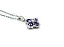 Silver Purple CZ Clover Cluster Pendant & Chain