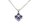 Silver Purple CZ Clover Cluster Pendant & Chain