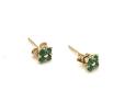 9ct Yellow Gold Emerald Cluster Stud Earrings