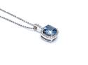 Silver Blue & White CZ Square Pendant & Chain