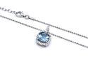 Silver Blue & White CZ Square Pendant & Chain