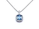 Silver Blue & White CZ Square Pendant & Chain
