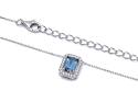 Silver Blue & Clear CZ Oblong Pendant & Chain