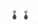 9ct White Gold Black and White Diamond Drop Studs