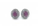 9ct Ruby & Diamond Cluster Studs 0.26ct