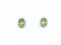 9ct White Gold Peridot and Diamond Oval Studs