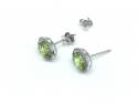 9ct White Gold Peridot and Diamond Oval Studs