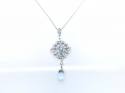 18ct White Gold Aqua & Diamond Pendant & Chain