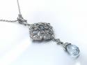 18ct White Gold Aqua & Diamond Pendant & Chain