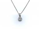 18ct White gold diamond cluster pendant & chain