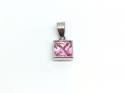 9ct White Gold Pink C Z Pendant