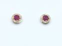 9ct Yellow Gold Ruby and Diamond Cluster Earrings