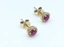 9ct Yellow Gold Ruby and Diamond Cluster Earrings