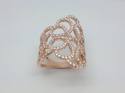 Silver Rose Gold Plated CZ Filigree Ring Size N