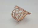 Silver Rose Gold Plated CZ Filigree Ring Size N