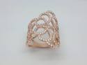 Silver Rose Gold Plated CZ Filigree Ring Size L