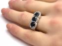 9ct Sapphire & Diamond Triple Cluster Ring 0.35ct