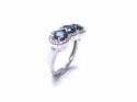 9ct Sapphire & Diamond Triple Cluster Ring 0.35ct