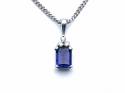 9ct White Gold Iolite & Diamond Pendant & Chain