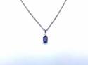 9ct White Gold Iolite & Diamond Pendant & Chain