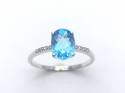 9ct White Gold Blue Topaz & Diamond Ring