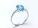 9ct White Gold Blue Topaz & Diamond Ring