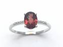 9ct White Gold Garnet & Diamond Ring