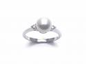 9ct White Gold Cultured Pearl & Diamond Ring