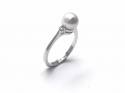 9ct White Gold Cultured Pearl & Diamond Ring